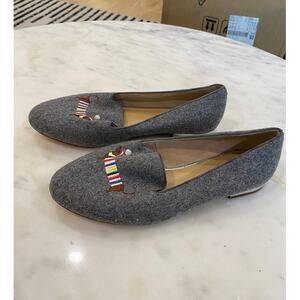 Talbots Gray Flats with Embroidered Dachshund